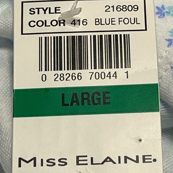 NWT MISS ELAINE COTTON MEDI NIGHTGOWN BLUE FLORAL SZ L - Picture 10 of 10